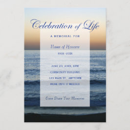 Ocean Blue Viering van het leven Memorial uitnodig Kaart