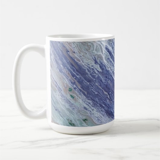 Ocean Blue Water Abstracte Kunst Mok Cup (Links)