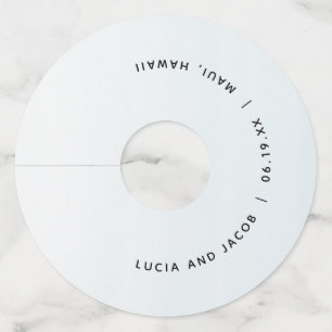 Ocean blue waterverf bestemming bruiloft op maat wijnglaslabel