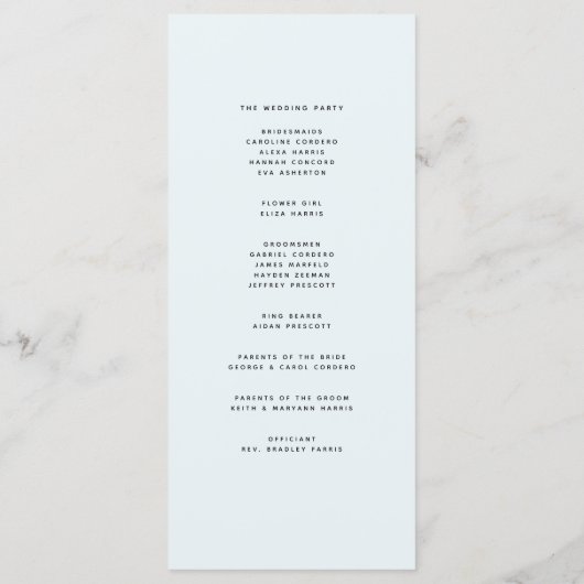 Ocean blue waterverf bestemming bruiloft programmakaart (Achterkant)