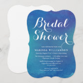 Ocean Blue Waterverf Bridal Shower Uitnodiging (Voorkant / Achterkant)