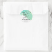 Ocean Blue Waterverf en kalligrafie Bedankt Ronde Sticker (Tas)