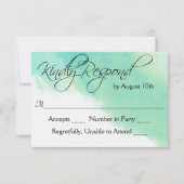 Ocean Blue Waterverf en kalligrafie bruiloft RSVP (Voorkant)