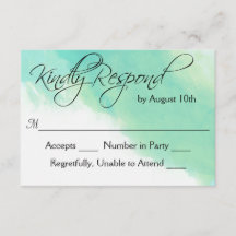 Ocean Blue Waterverf en kalligrafie bruiloft RSVP