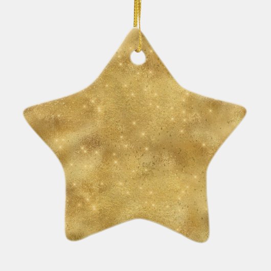 Ocean Blue Waterverf Gold Sparkle Keramisch Ornament (Achterkant)