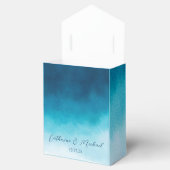 Ocean Blue Waterverf golven met monogram bruiloft Bedankdoosjes (Geopend)