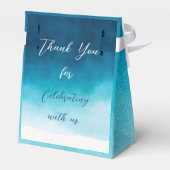 Ocean Blue Waterverf golven met monogram bruiloft Bedankdoosjes (Achterkant)