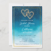 Ocean Blue Waterverf golven met monogram bruiloft Kaart (Voorkant)