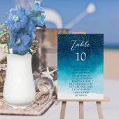 Ocean Blue Waterverf golven met monogram bruiloft Kaart