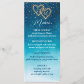 Ocean Blue Waterverf golven met monogram bruiloft Menu (Voorkant)
