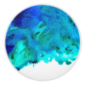 Ocean Blue waterverf kunst strand vibe Keramische Knop (Voorkant)
