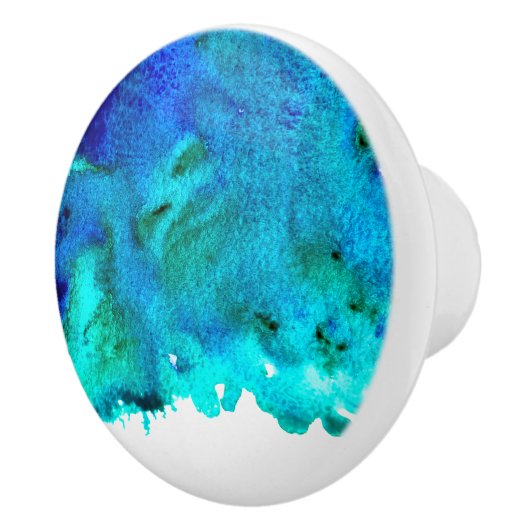 Ocean Blue waterverf kunst strand vibe Keramische Knop (Rechts)