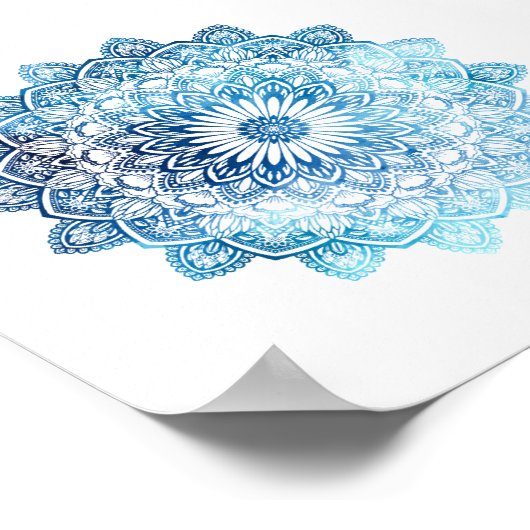 Ocean Blue Waterverf Mandala Poster (Hoek)