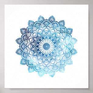 Ocean Blue Waterverf Mandala Poster