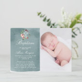 Ocean Blue Waterverf Marsala Bloemendoop Kaart (Staand voorkant)