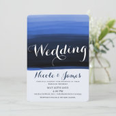 Ocean Blue Waterverf Modern Glam Wedding Kaart (Staand voorkant)