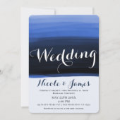 Ocean Blue Waterverf Modern Glam Wedding Kaart (Voorkant)
