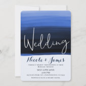 Ocean Blue Waterverf Modern Glam Wedding Kaart (Voorkant)