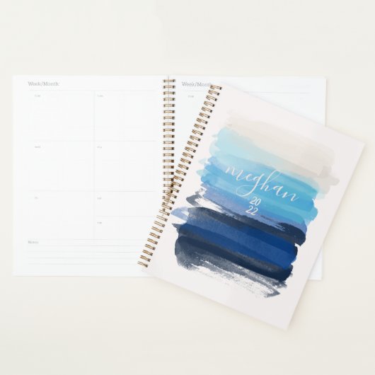 Ocean Blue Waterverf Monogram Script Planner (Display)
