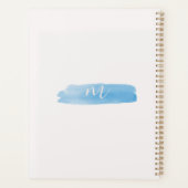 Ocean Blue Waterverf Monogram Script Planner (Achterkant)
