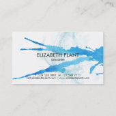 Ocean Blue Waterverf Splatter Visitekaartje (Achterkant)