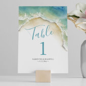 Ocean Blue Waterverf Table Number Kards Kaart
