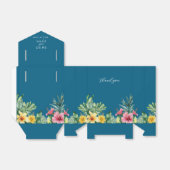 Ocean Blue Waterverf Tropical Floral Wedding Bedankdoosjes (Uitgevouwen)