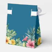 Ocean Blue Waterverf Tropical Floral Wedding Bedankdoosjes (Achterkant)