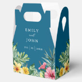 Ocean Blue Waterverf Tropical Floral Wedding Bedankdoosjes (Geopend)