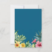 Ocean Blue Waterverf Tropical Floral Wedding RSVP Kaartje (Achterkant)