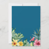 Ocean Blue Waterverf Tropical Flowers Wedding Save The Date (Achterkant)