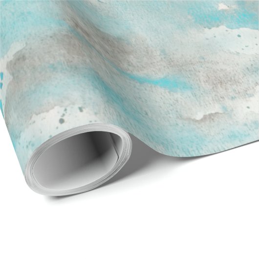 Ocean Blue Waterverf Zee Cadeaupapier (Rol Hoek)