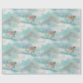 Ocean Blue Waterverf Zee Cadeaupapier (Vlak)