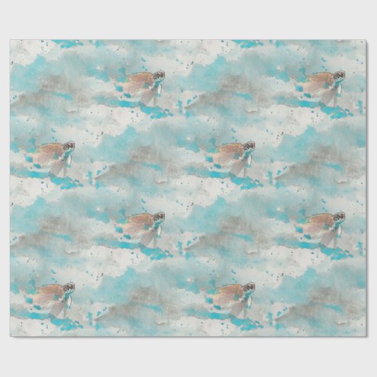 Ocean Blue Waterverf Zee Cadeaupapier (Vlak)