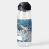 Ocean Blue Waves Bath Custom Name Waterfles (Achterkant)