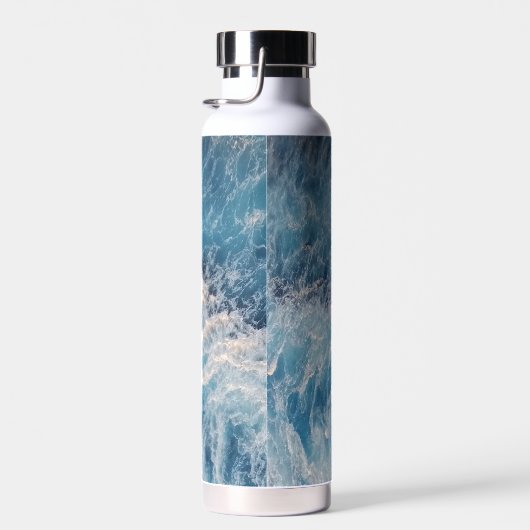 Ocean Blue Waves Bath Custom Name Waterfles (Rechts)