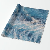 Ocean Blue Waves Cadeaupapier (Uitgerold)