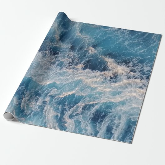 Ocean Blue Waves Cadeaupapier (Uitgerold)