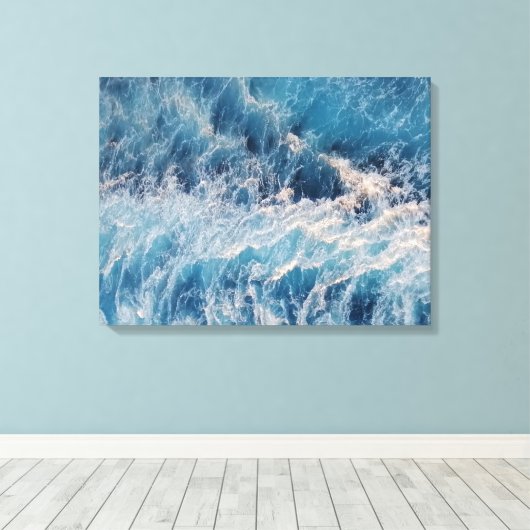 Ocean Blue Waves Canvas Afdruk (Insitu (Houten vloer))