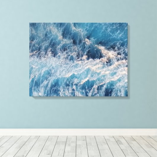 Ocean Blue Waves Canvas Afdruk (Insitu (Houten vloer))
