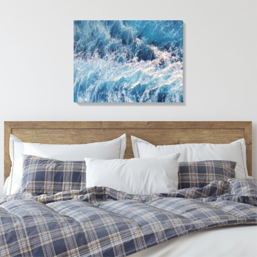 Ocean Blue Waves Canvas Afdruk (Insitu (Slaapkamer))