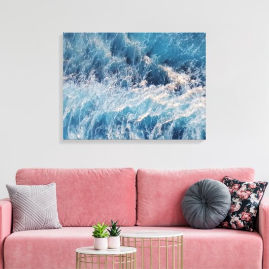 Ocean Blue Waves Canvas Afdruk (Insitu (Woonkamer))