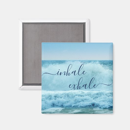 Ocean Blue Waves Crashing Inhale Exhale Magneet (Voorkant / Achterkant)