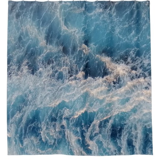 Ocean Blue Waves Douchegordijn (Voorkant)