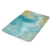 Ocean Blue Waves en Sandy Brown Fluid Art Badmat (Gekanteld)