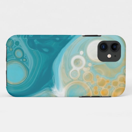 Ocean Blue Waves en Sandy Brown Fluid Art Case-Mate iPhone Case (Achterkant (horizontaal))