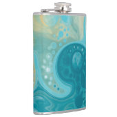 Ocean Blue Waves en Sandy Brown Fluid Art Heupfles (Rechts)