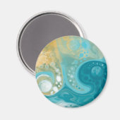 Ocean Blue Waves en Sandy Brown Fluid Art Magneet (Voorkant / Achterkant)