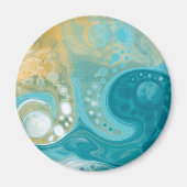 Ocean Blue Waves en Sandy Brown Fluid Art Magneet (Voorkant)