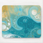 Ocean Blue Waves en Sandy Brown Fluid Art Muismat (Voorkant)